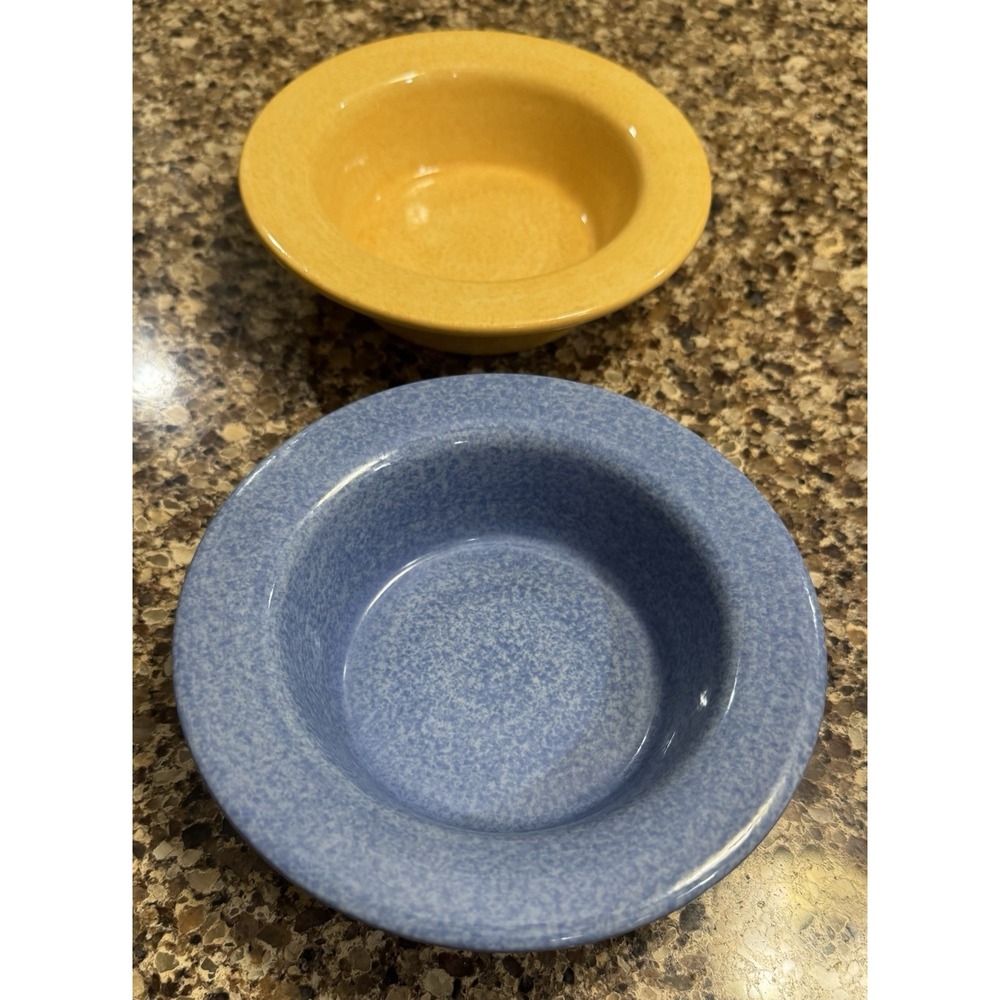 Pfaltzgraff Napoli 6" Speckle Fruit Dessert Snack Bowls Blue Yellow Set of 2